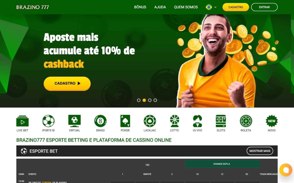 Brazino777 Cashback para apostas e cassino
