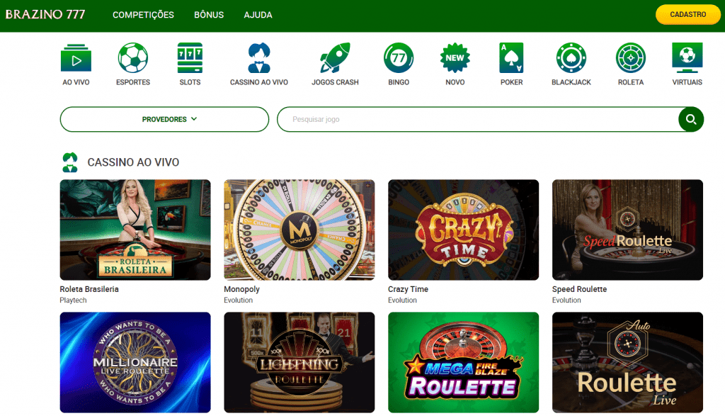Cassino ao vivo Brazino777